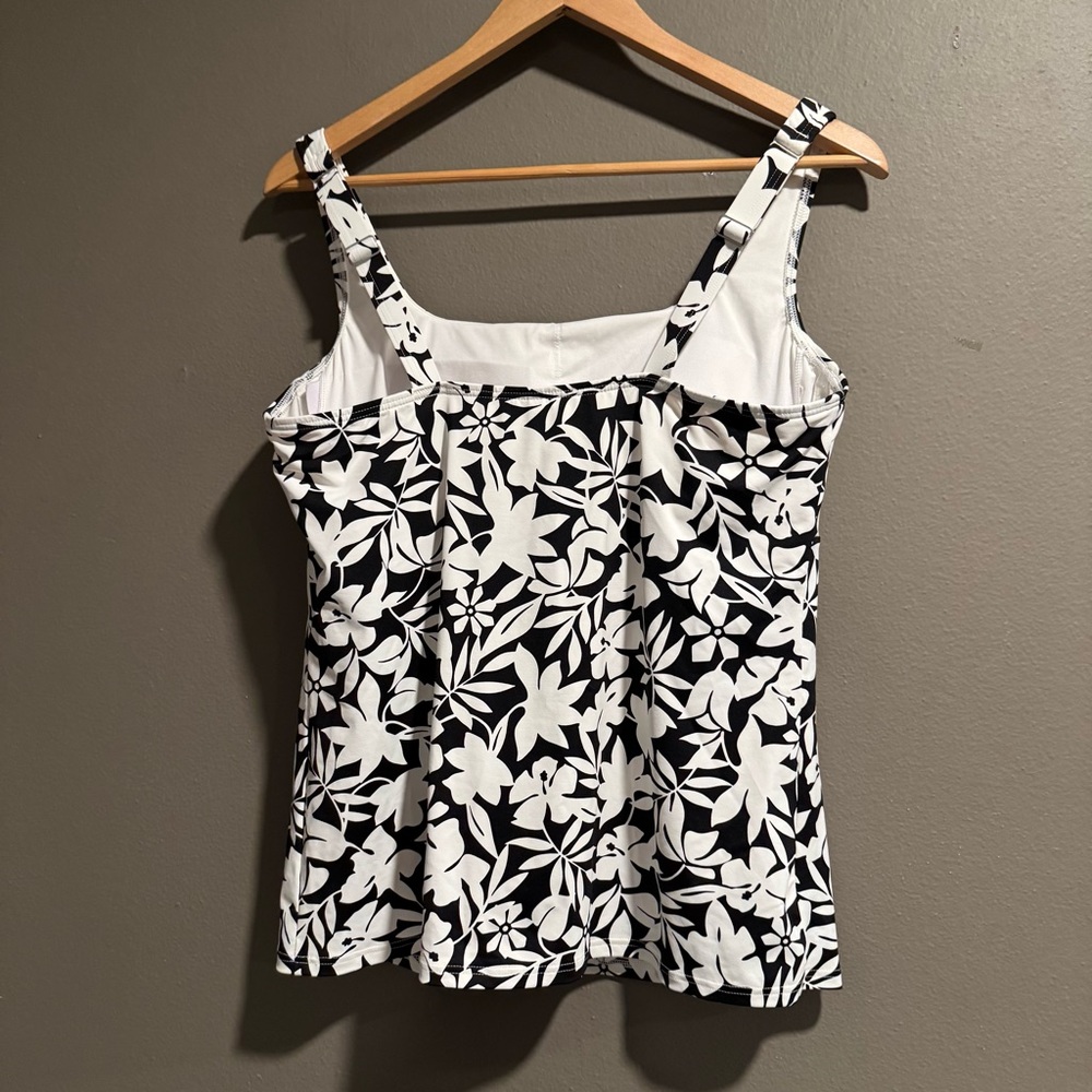Lands' End Floral Square Neck Padded Tankini Top Size 12 DDD - Picture 2 of 7